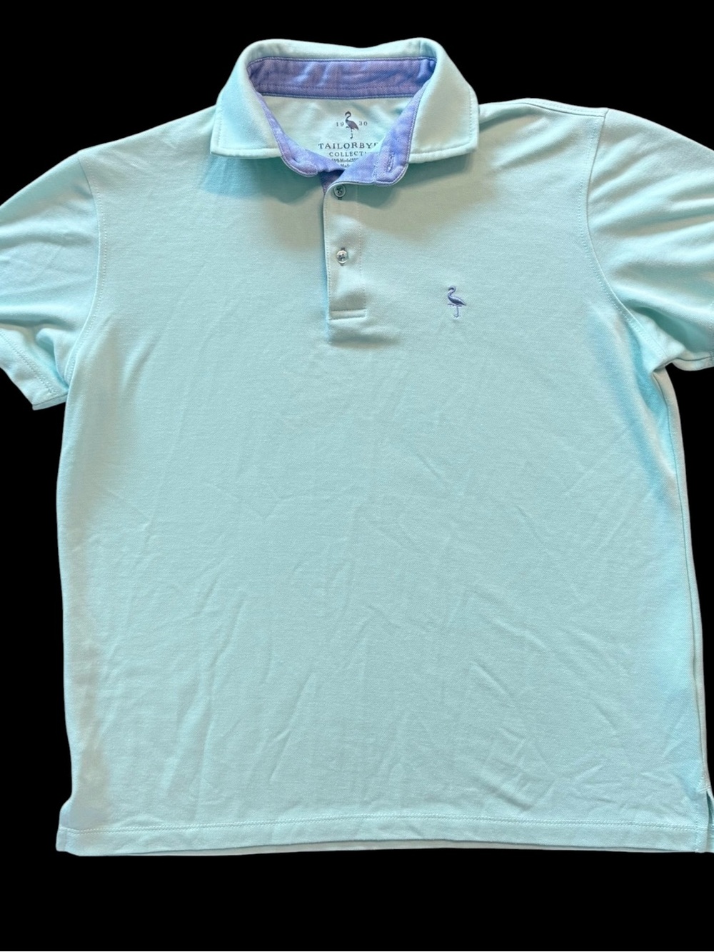 TailorByrd Collection Men’s Small Mint Green Modal Flamingo Polo Shirt